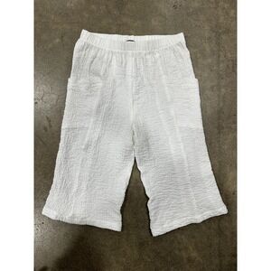 Yushi White Wide Leg Capri Pants Women's Size Small‎ USA Side Pockets